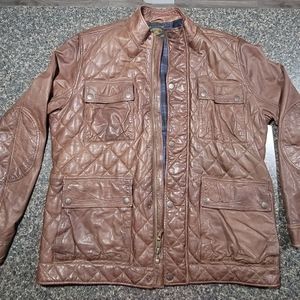 Lucky Brand Black Label Men's Lamb Leather Motorcycle Jacket XL Brown Quilted